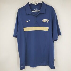 Nike Dri Fit Pitt Panthers Polo Shirt Men's XL Navy Gold Short Sleeve Golf Shirt
